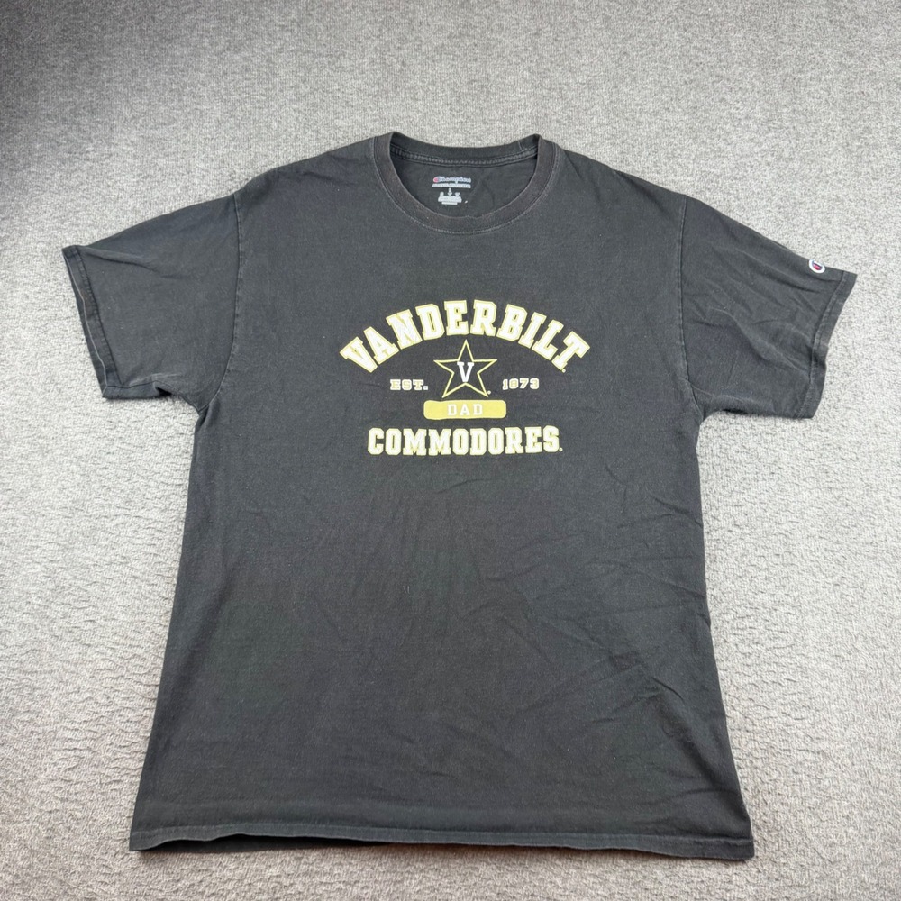 Champion T-Shirt Men's Large Black Vanderbilt Commodores Dad Graphic Tee